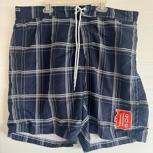 Navy Plaid Detroit Tigers Swimshorts XL